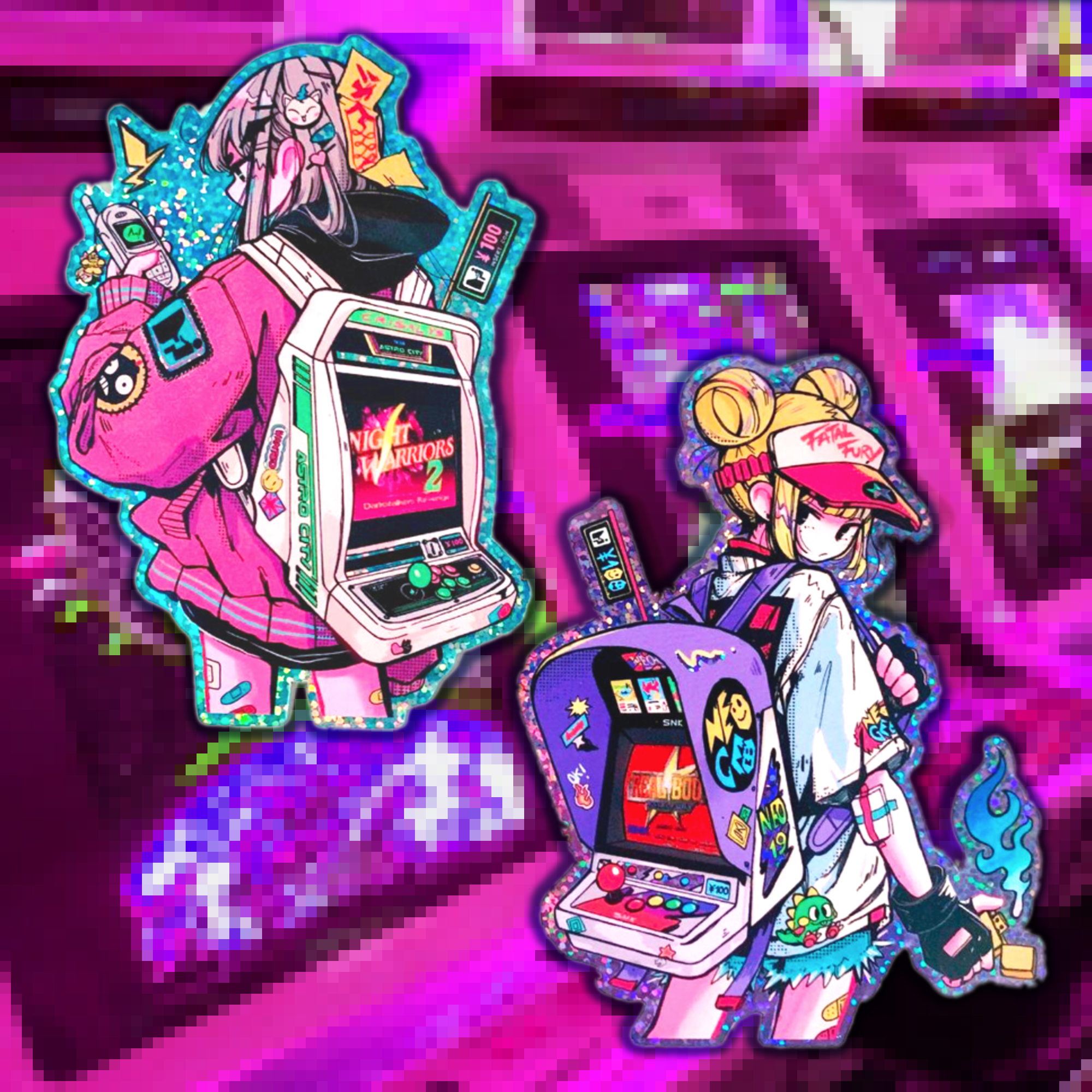 'Arcade Gals' Glitter Stickers - Image 4