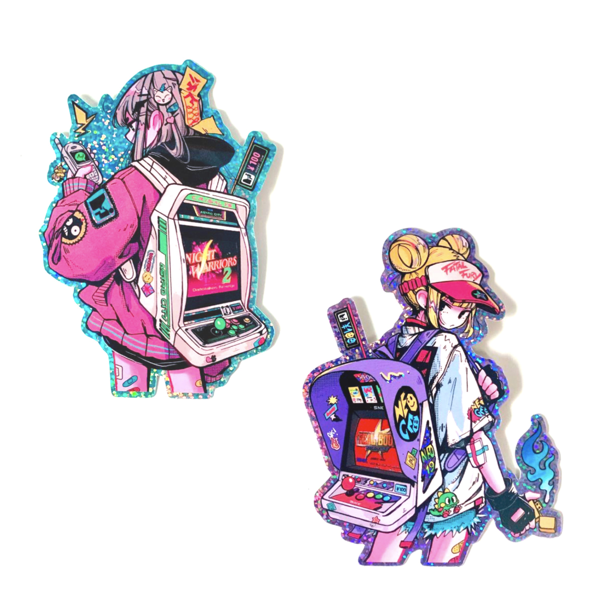 ‘Arcade Gals’ Glitter Stickers