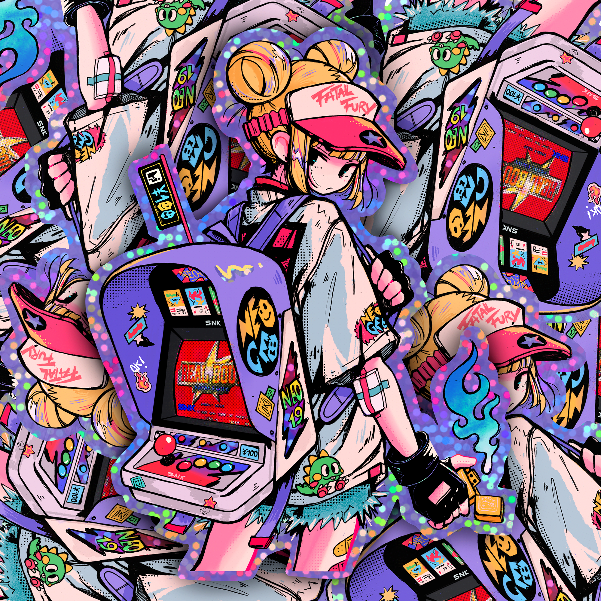 'Arcade Gals' Glitter Stickers - Image 2