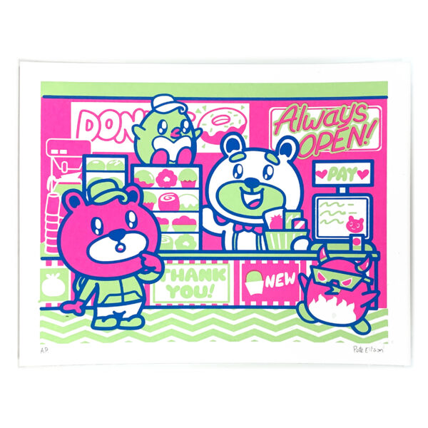 "Fat Bear 24 Hour Convenience: Always Open" Screen Print