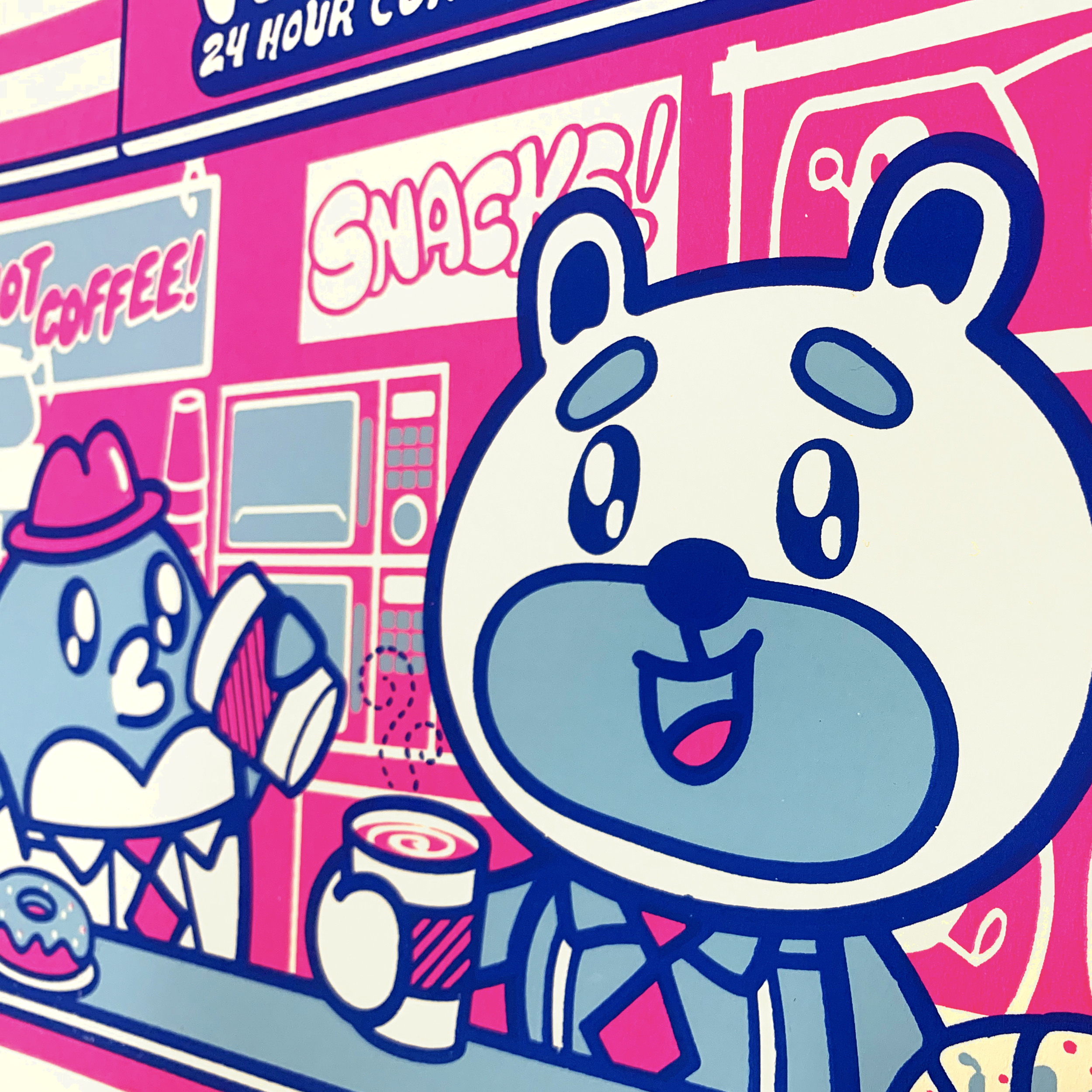 "Fat Bear 24 Hour Convenience: Hot Coffee" Screen Print - Image 3