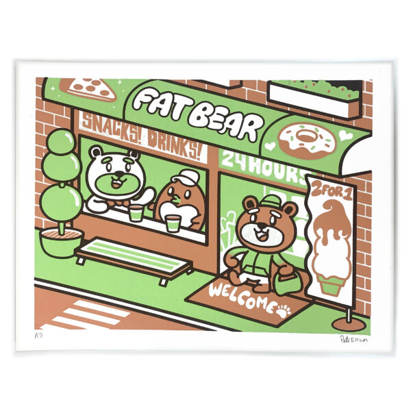 "Fat Bear 24 Hour Convenience: Welcome" Screen Print