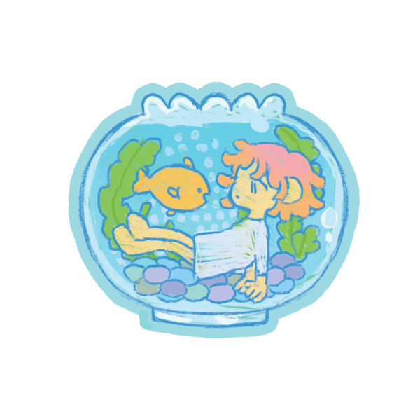 fish bowl lenticular sticker